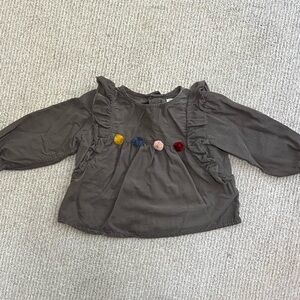 Zara Girls PomPom corduroy Blouse Sz 18-24mos